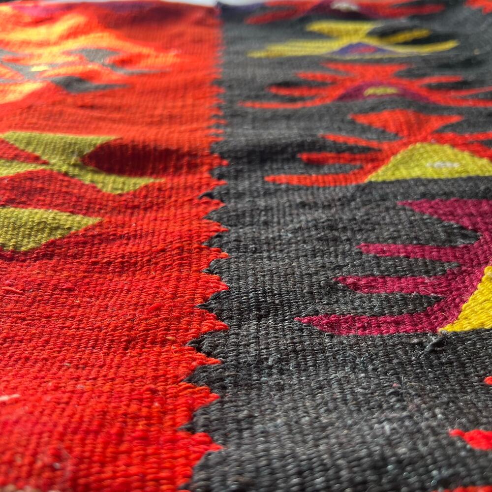Southwest Kilim Style Woven Pillow Cover 18x18 Red Orange Black Boho Lodge Decor - Picture 4 of 15